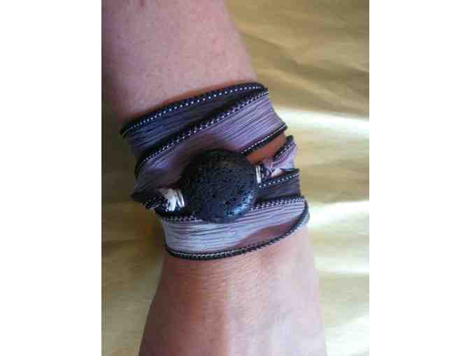 Paloma Silk Wrap Bracelet With Large Lava Stone by www.hotrocksjewels.com