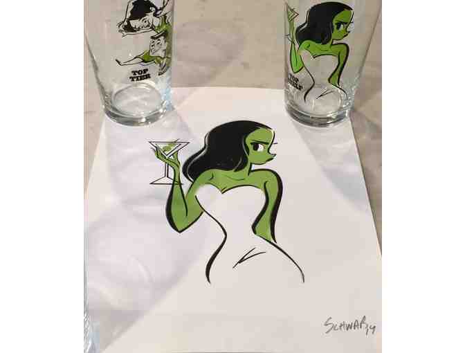 Siliskin Straw Tops, 4 Glasses with Original Animation & Signed Artwork