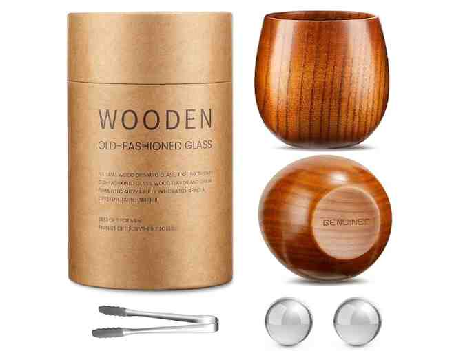 The Bourbon Kit: Btl of Hogsworth (750ml), 2 Wooden Glasses, Tong and Chilling Balls