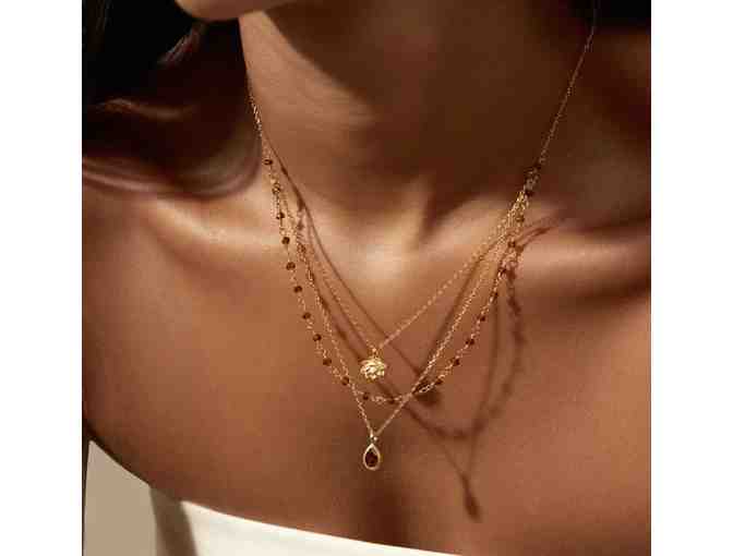 Satya Jewelry--Embrace Change Garnet Lotus Triple Necklace