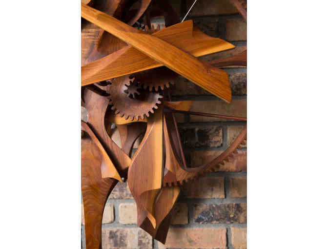 Timeshapes Wooden Kinetic Clock Sculpture by James Borden