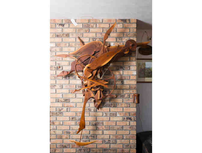 Timeshapes Wooden Kinetic Clock Sculpture by James Borden