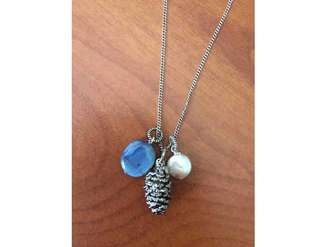 Leland Blue Stone and Silver Pinecone Necklace by Art of Roxane