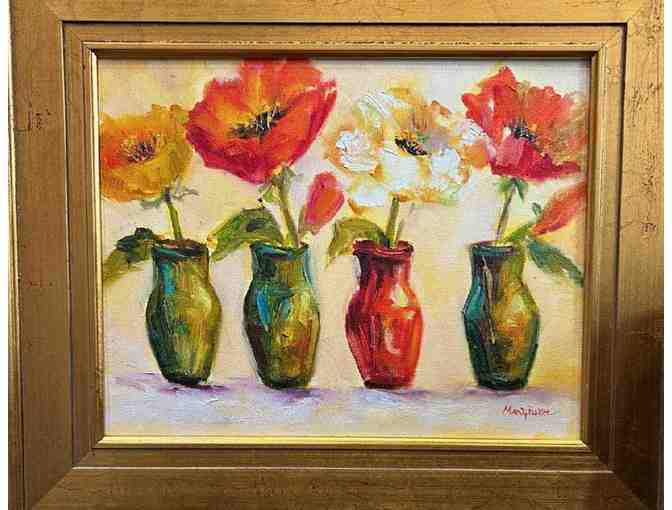 "A Chorus Line" an Oil Painting of Flowers - Photo 1