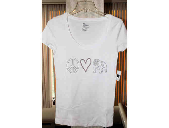 Peace Love Bully Custom Rhinestone T-Shirt - Medium