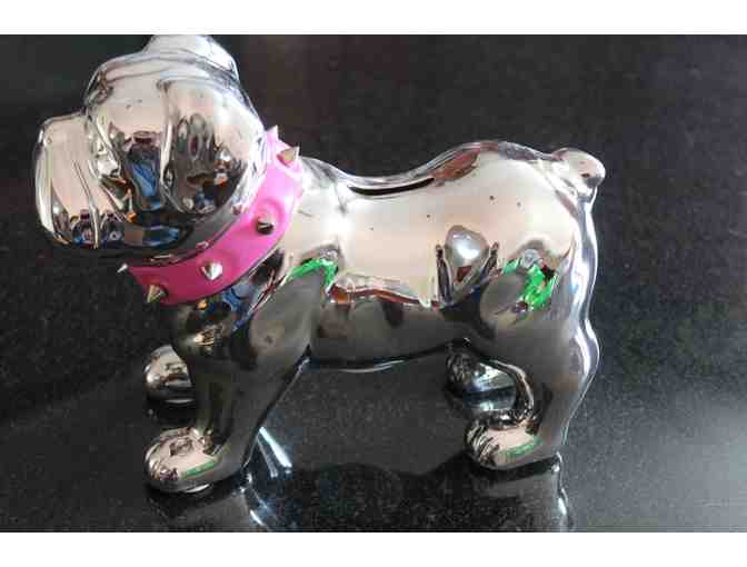 Sliver Bulldog w/Pink Collar - Bank