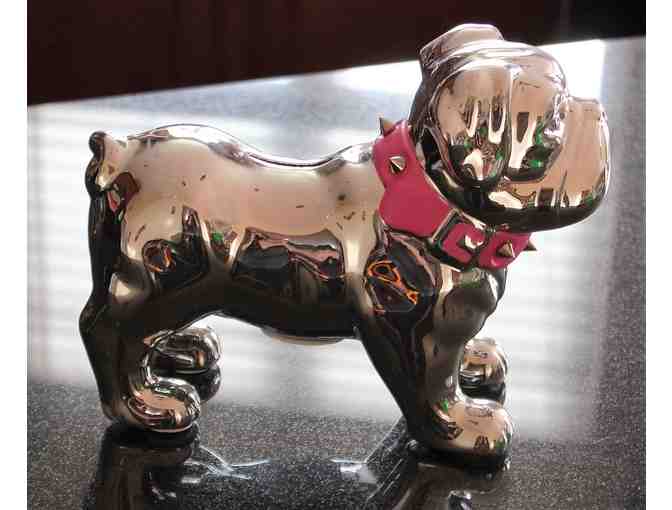 Sliver Bulldog w/Pink Collar - Bank