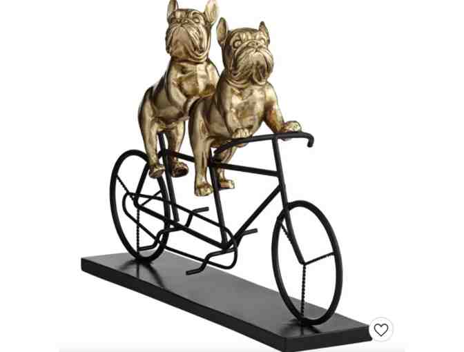 Two Bulldogs on Bicycle Sculpture