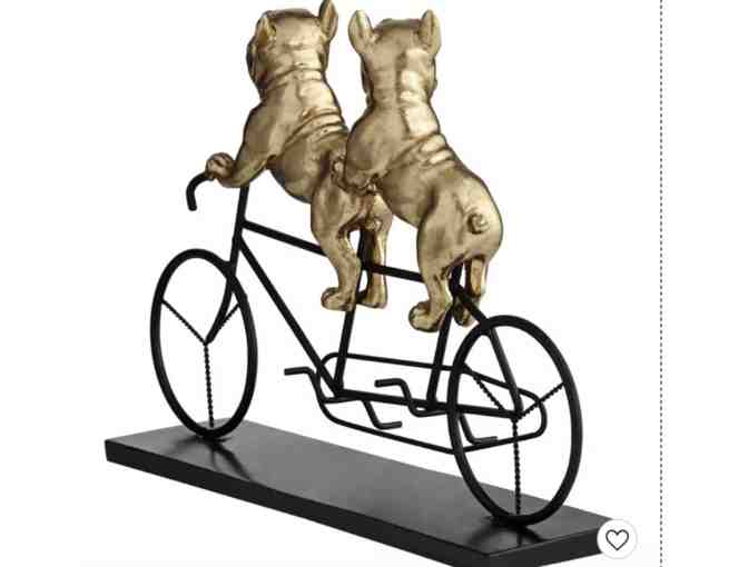 Two Bulldogs on Bicycle Sculpture
