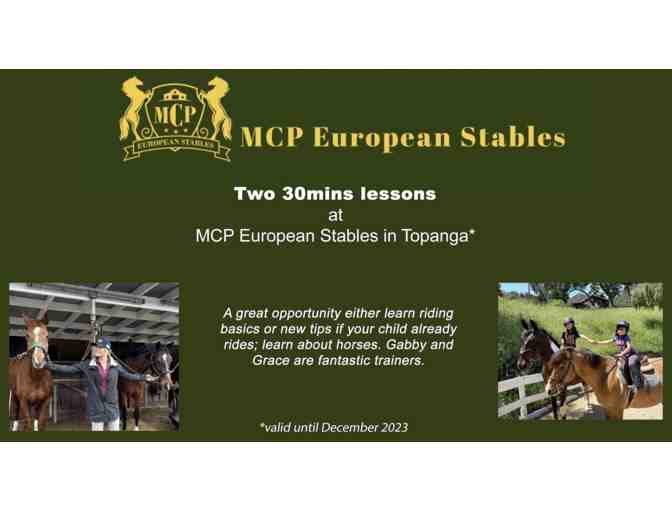 TWO 30 Minute HorseBack Riding Lessons @ MCP European Stables