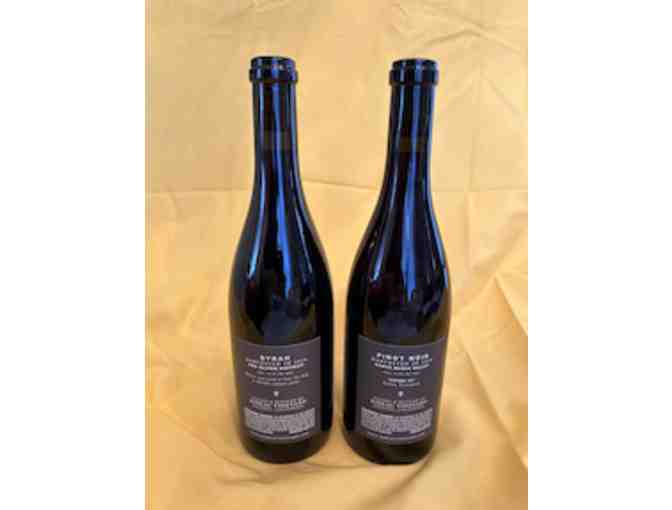 Two bottles of red wine from Rideau Vineyard in Solvang, CA