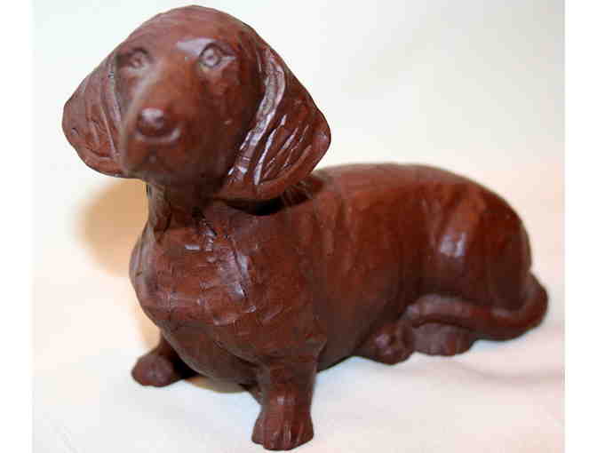 Red Dachshund Hammered Look Figurine Collectible Dog