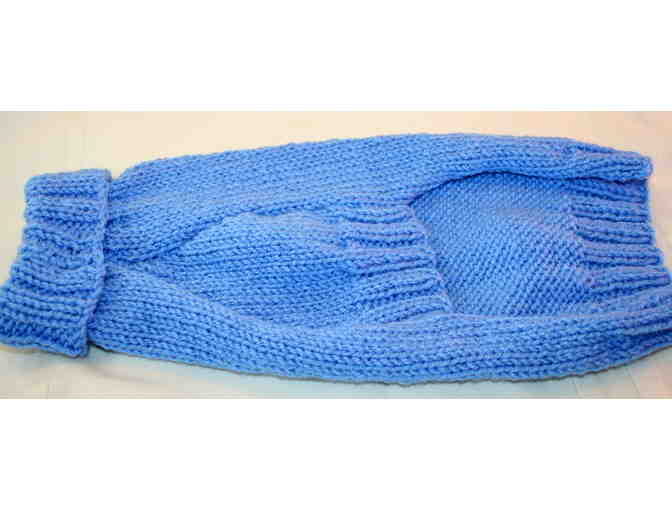 Handknit Blue Dachshund Dog Turtleneck Sweater
