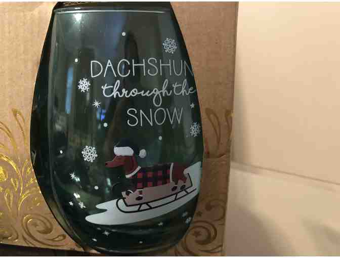 Set of two Dachshund Stemless Wine Glasses