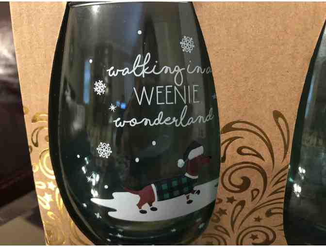 Set of two Dachshund Stemless Wine Glasses