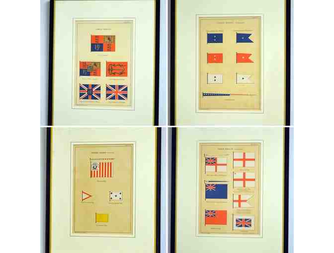 NAUTICAL FLAGS OF THE U.S. AND GREAT BRITAIN (4 PRINTS)