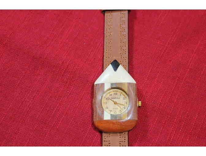 Wood & Genuine Leather Unisex Watch by Shivas