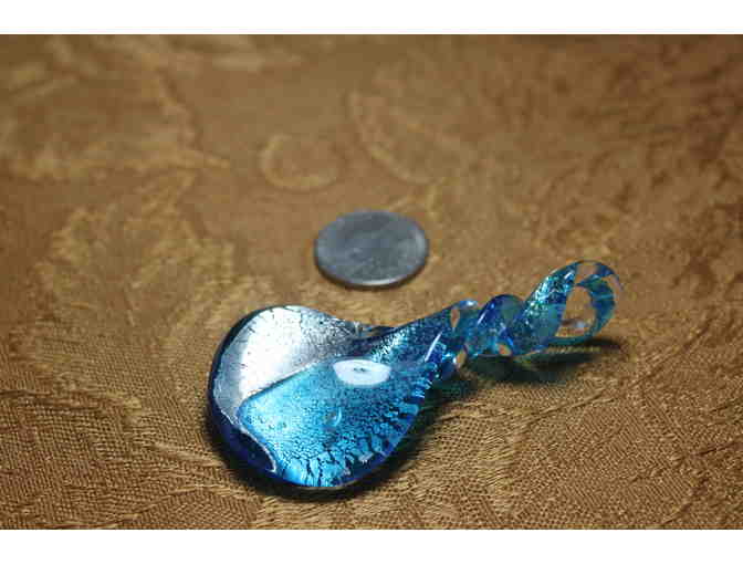 Murano Inspired Blue Glass Pendant, Twisted