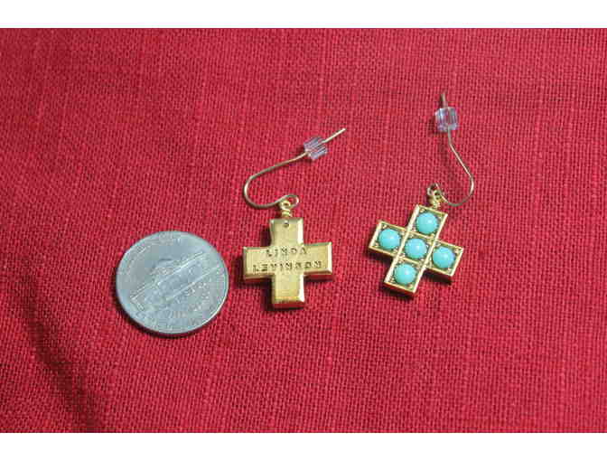 Linda Levinson Cross Earrings, turquoise stones