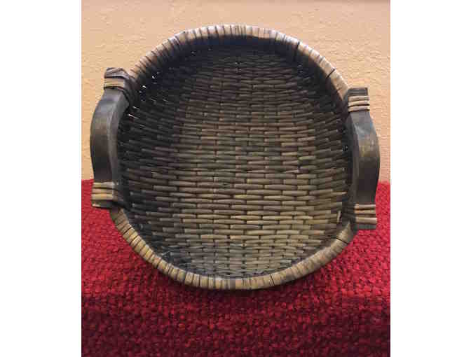 Woven Bread Basket with Wooden Handles
