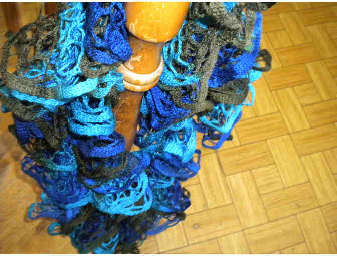 Crocheted Blue/Black Scarf