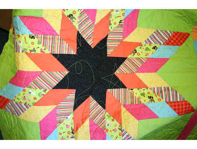 Green Handmade Quilt: Animal & Flower motif*