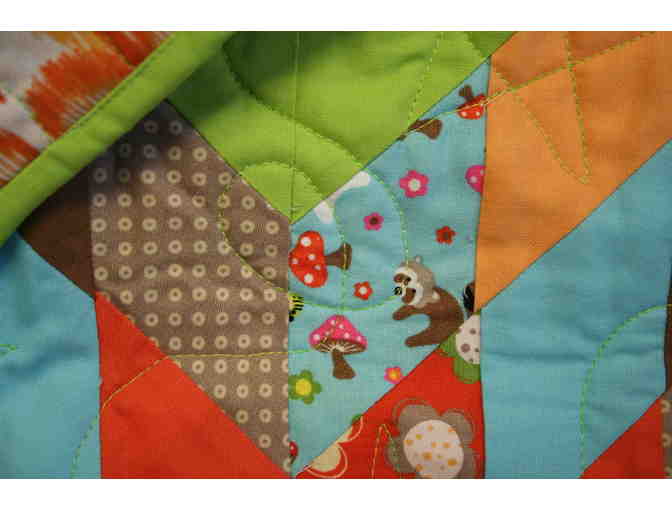 Green Handmade Quilt: Animal & Flower motif*