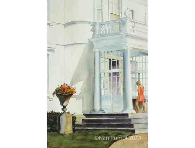 Framed watercolor painting 'The Big House' by Nan Rumpf