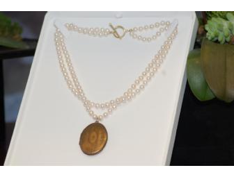 For The Classic Mom- Two Strand Freshwater Pearls with Vintage Locket