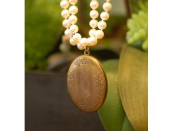 For The Classic Mom- Two Strand Freshwater Pearls with Vintage Locket