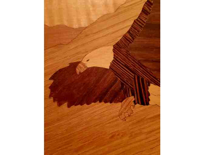 Inlay Marquetry Wood Art Handcrafted by Jeff Nelson / framed Eagle