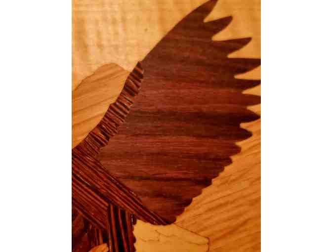 Inlay Marquetry Wood Art Handcrafted by Jeff Nelson / framed Eagle