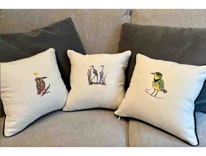 3 Embroidered Decorative Pillows