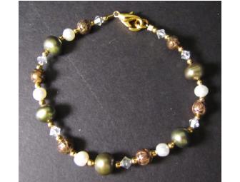 Pearl, Crystal & Gold Tone Bracelet