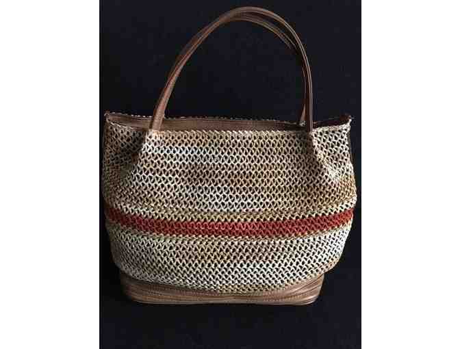 MAJO Woven Leather Trimmed Handbag with Detachable Strap -- My House of Style