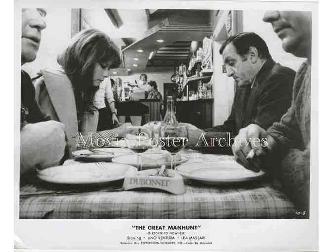 GREAT MANHUNT, 1974, 8x10 still set, Lino Ventura, Lea Massari