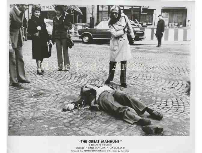 GREAT MANHUNT, 1974, 8x10 still set, Lino Ventura, Lea Massari