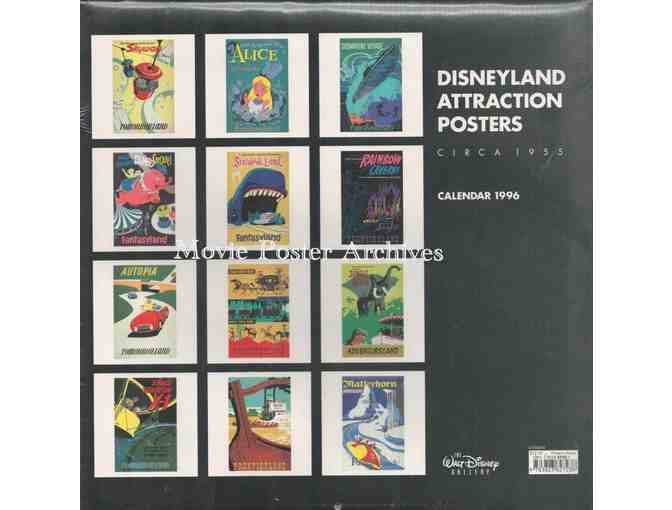 DISNEYLAND ATTRACTION POSTERS CALENDAR, 1996, featuring classic Disney posters