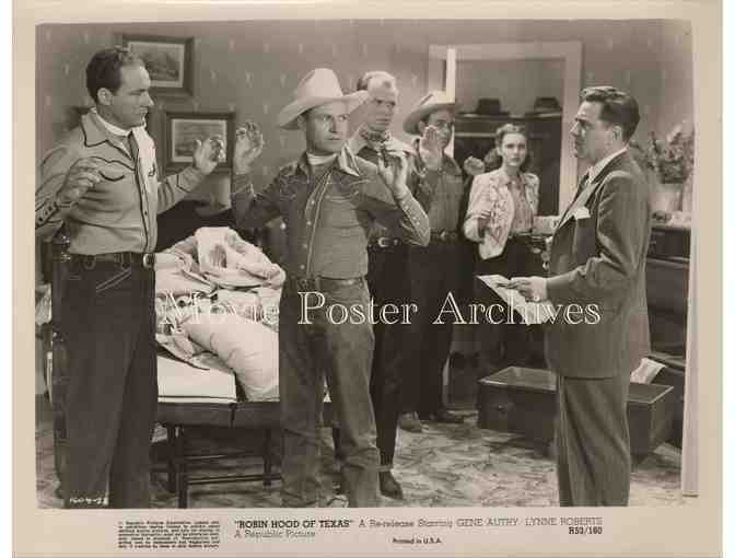 ROBIN HOOD OF TEXAS, 1947, movie still set, Gene Autry, Lynne Roberts, Holloway