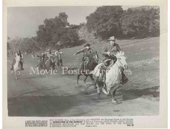 SPRINGTIME IN THE SIERRAS, 1947, movie still set, Roy Rogers, Andy Devine, Trigger.