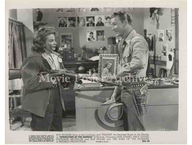 SPRINGTIME IN THE SIERRAS, 1947, movie still set, Roy Rogers, Andy Devine, Trigger.