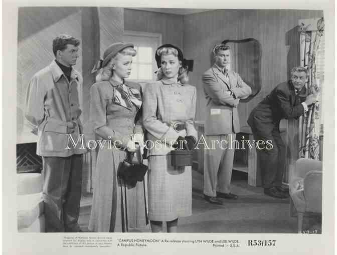 CAMPUS HONEYMOON,1948, movie still set, Lyn and Lee Wilde, Adele Mara,