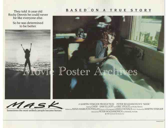 MASK, 1985, lobby card set, Sam Elliott, Cher, Eric Stoltz, Laura Dern, Richard A. Dysart.
