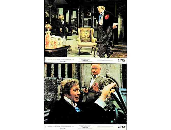 SLEUTH, 1972, cards and stills, Laurence Olivier, Michael Caine