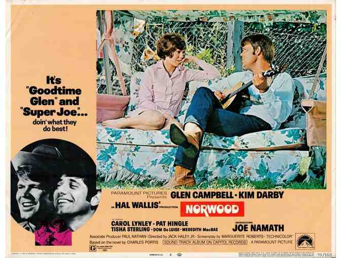 NORWOOD, 1970, lobby cards, Glen Campbell, Joe Namath