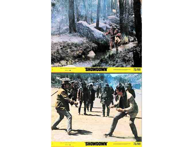 SHOWDOWN, 1973, cards and stills, Dean Martin, Rock Hudson