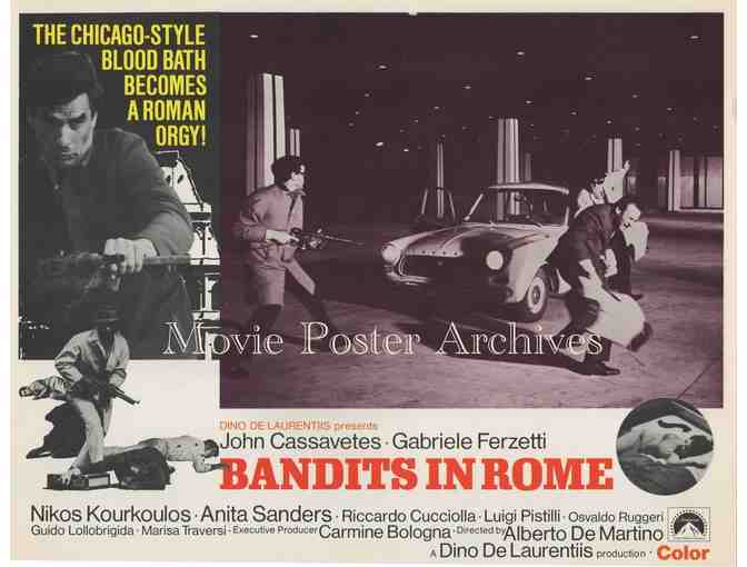 BANDITS IN ROME, 1969, lobby card set, John Cassavetes, Anita Sanders