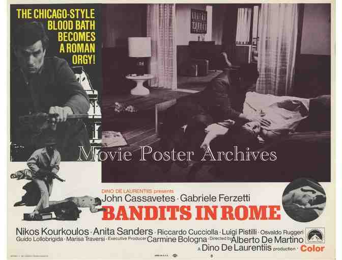 BANDITS IN ROME, 1969, lobby card set, John Cassavetes, Anita Sanders