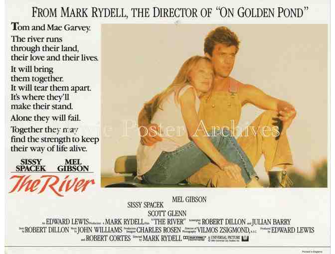 RIVER, 1984, lobby card set, Mel Gibson, Sissy Spacek