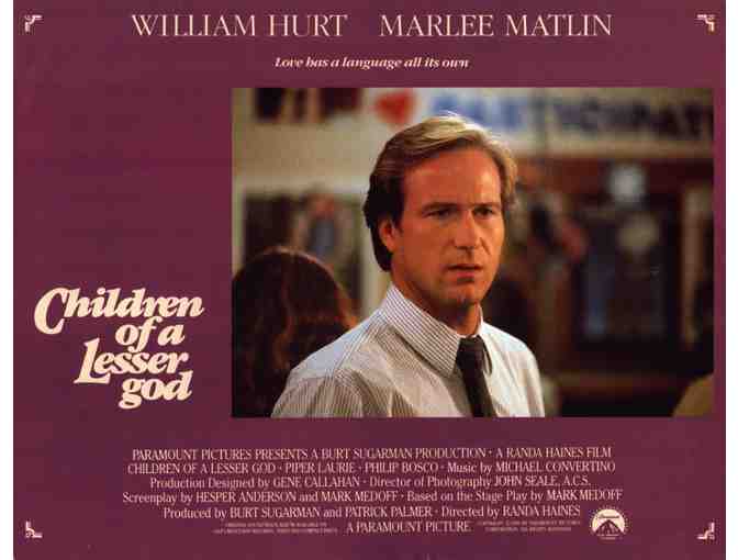 CHILDREN OF A LESSER GOD, 1986, lobby card set, William Hurt, Marlee Matlin